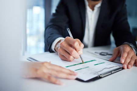 People go over paperwork